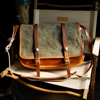 Handcrafted Cowhide Leather & Canvas Bag – Vintage Classic Style
