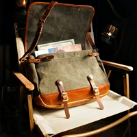 Handcrafted Cowhide Leather & Canvas Bag – Vintage Classic Style