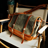 Handcrafted Cowhide Leather & Canvas Bag – Vintage Classic Style