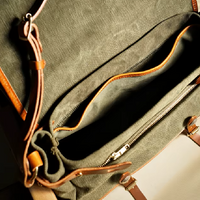 Handcrafted Cowhide Leather & Canvas Bag – Vintage Classic Style