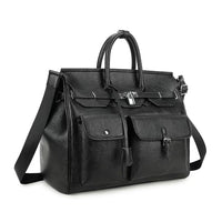 Classic Multi-Pocket Leather Weekender Bag
