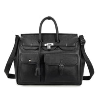 Classic Multi-Pocket Leather Weekender Bag