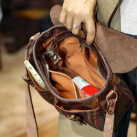 Handmade Leather & Wool Crossbody Bag