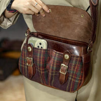 Handmade Leather & Wool Crossbody Bag