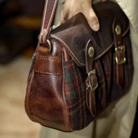 Handmade Leather & Wool Crossbody Bag