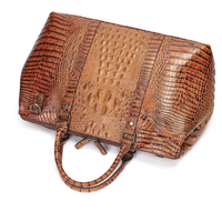 Crocodile-Embossed Leather Travel Bag