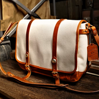 Handcrafted Cowhide Leather & Canvas Bag – Vintage Classic Style