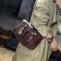 Handmade Leather & Wool Crossbody Bag