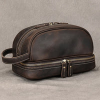 Crazy Horse Leather Toiletry Bag – Premium Dopp Kit