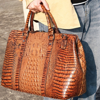 Crocodile-Embossed Leather Travel Bag