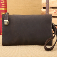 Men’s Genuine Cowhide Leather Wristlet Bag