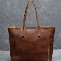 Vintage Genuine Cowhide Leather Tote Bag – Business & Casual Style