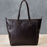 Vintage Genuine Cowhide Leather Tote Bag – Business & Casual Style
