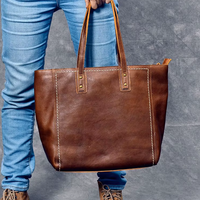 Vintage Genuine Cowhide Leather Tote Bag – Business & Casual Style