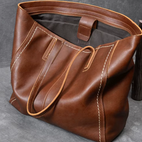 Vintage Genuine Cowhide Leather Tote Bag – Business & Casual Style
