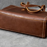 Vintage Genuine Cowhide Leather Tote Bag – Business & Casual Style