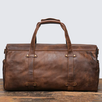 Handmade Vintage Cowhide Leather Duffle Bag