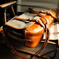 Handcrafted Cowhide Leather & Canvas Bag – Vintage Classic Style