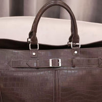 Embossed Croc Leather Weekender Bag