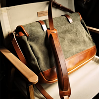 Handcrafted Cowhide Leather & Canvas Bag – Vintage Classic Style