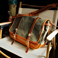 Handcrafted Cowhide Leather & Canvas Bag – Vintage Classic Style