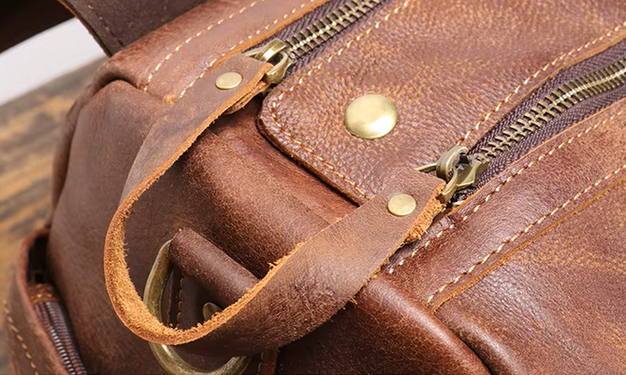 Handmade Vintage Cowhide Leather Duffle Bag