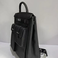 Multipocket Grain Leather Backpack