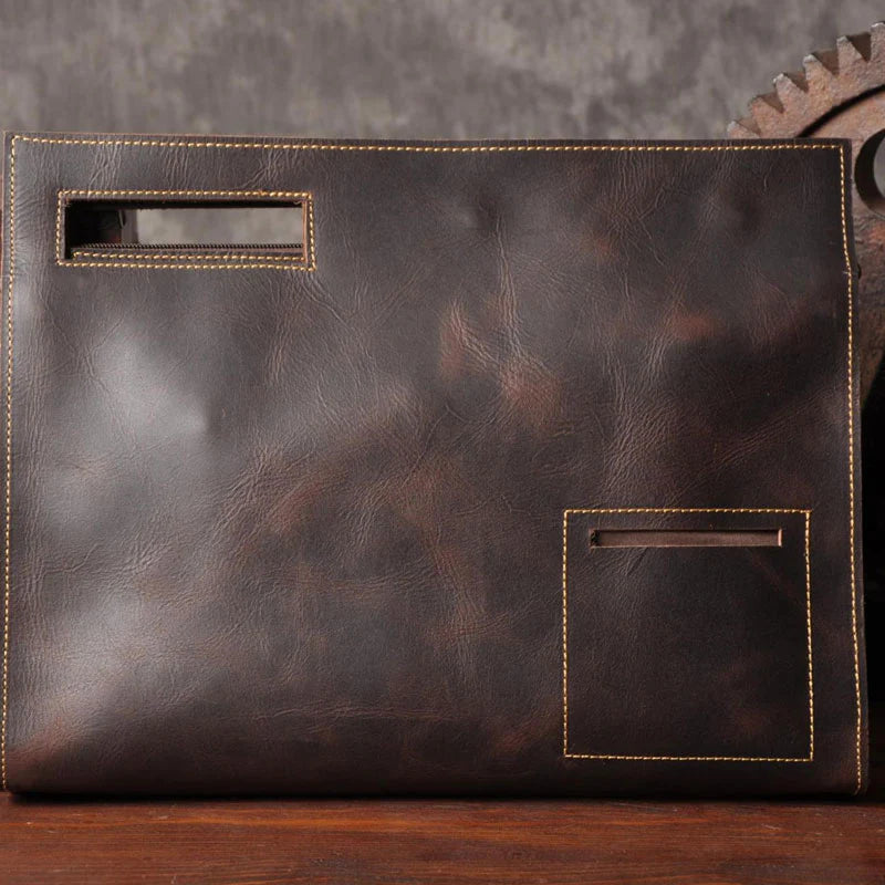Leather Business Clutch – Cowhide Document & Tablet Bag