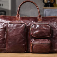 American Style Large Capacity Leather Weekender Bag