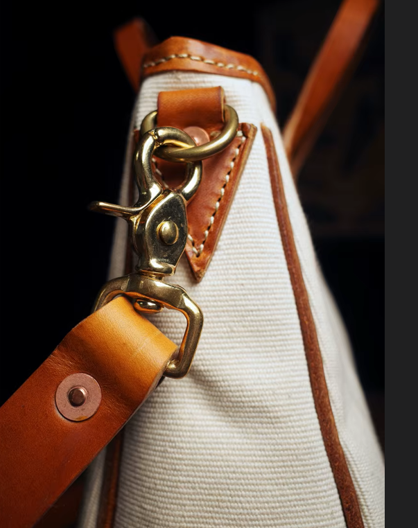 Handmade Vintage Canvas & Cowhide Leather Tote Bag