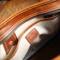 Handmade Vintage Canvas & Cowhide Leather Tote Bag