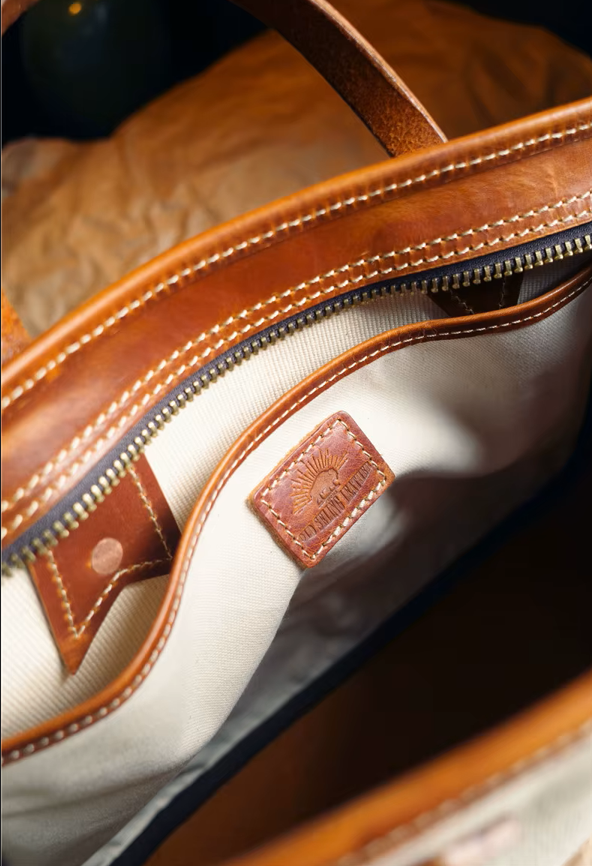 Handmade Vintage Canvas & Cowhide Leather Tote Bag