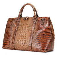 Crocodile-Embossed Leather Travel Bag