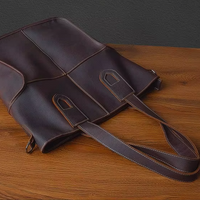 Genuine Cowhide Leather Vintage Tote Bag