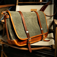 Handcrafted Cowhide Leather & Canvas Bag – Vintage Classic Style