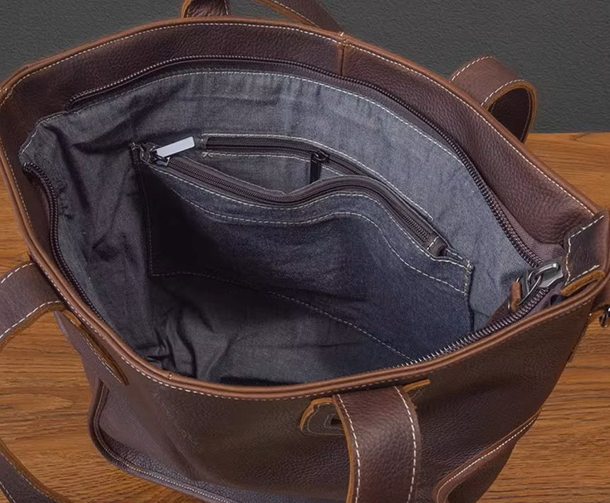 Genuine Cowhide Leather Vintage Tote Bag