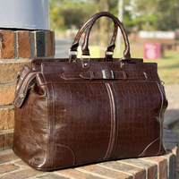 Embossed Croc Leather Weekender Bag