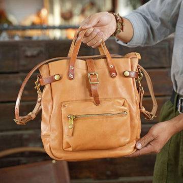 Italian Leather Tote Bag – Vintage Casual Crossbody