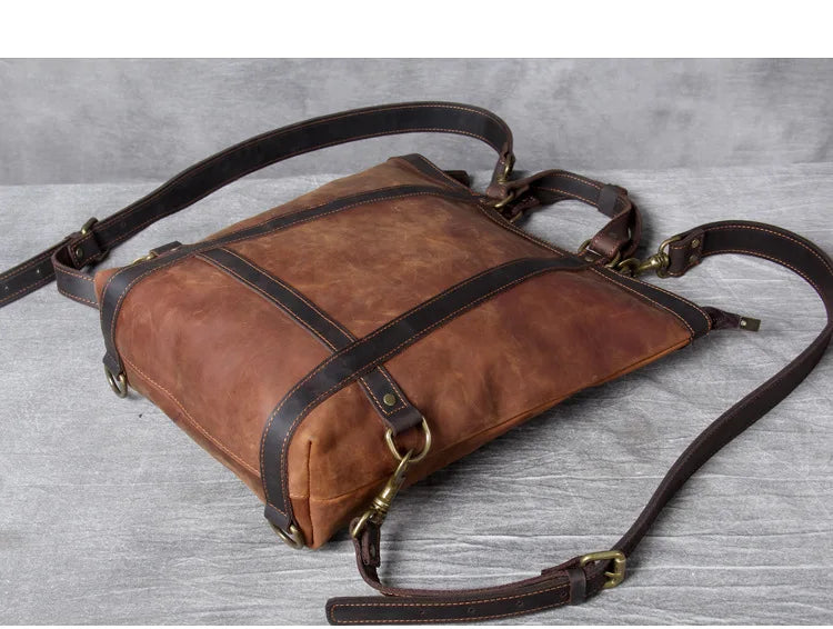 Genuine Leather Convertible Backpack Tote