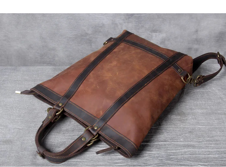 Genuine Leather Convertible Backpack Tote