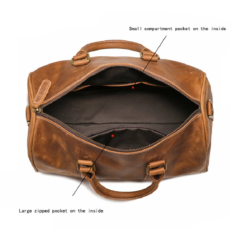 Crazy Horse Leather Weekender Duffel Bag