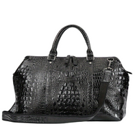 Crocodile-Embossed Leather Travel Bag