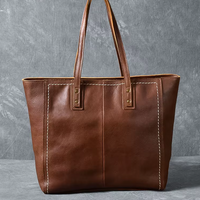 Vintage Genuine Cowhide Leather Tote Bag – Business & Casual Style
