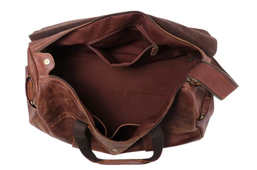 Handmade Vintage Cowhide Leather Duffle Bag