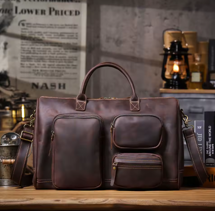 Titan Multi-Pocket Large Leather Briefcase