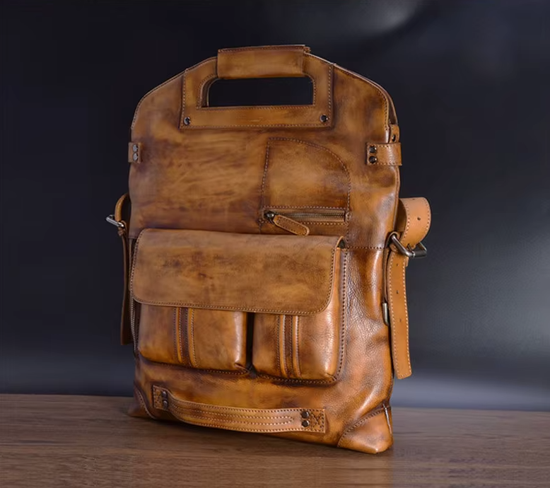 Trifold Artisan Leather Convertible Bag