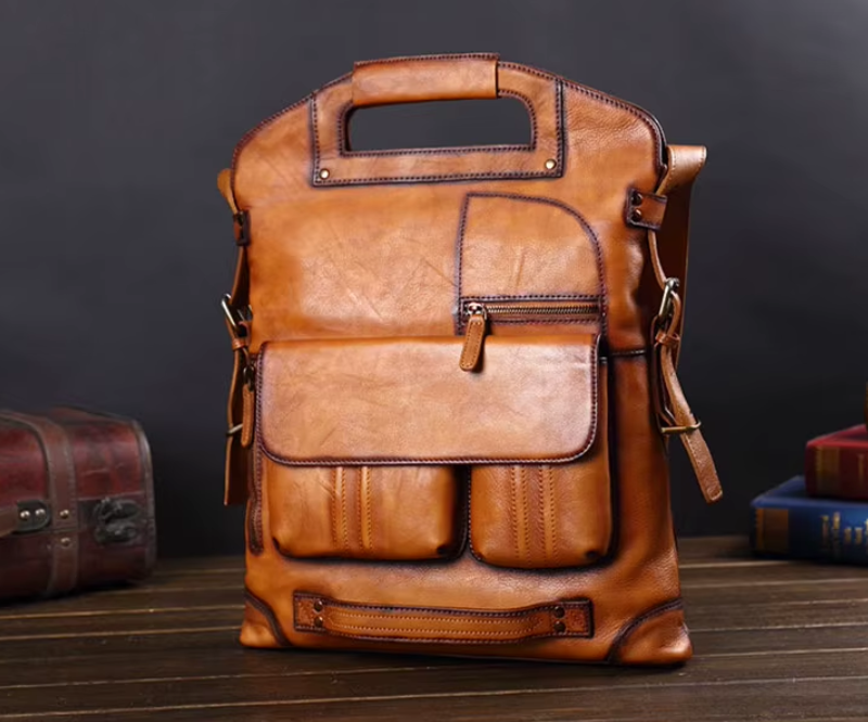 Trifold Artisan Leather Convertible Bag