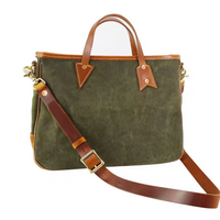 Handmade Vintage Canvas & Cowhide Leather Tote Bag