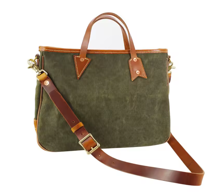 Handmade Vintage Canvas & Cowhide Leather Tote Bag