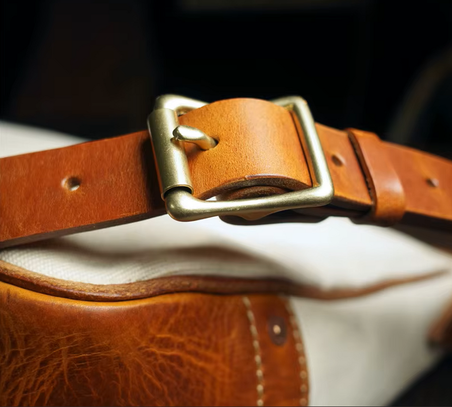 Handmade Vintage Canvas & Cowhide Leather Tote Bag